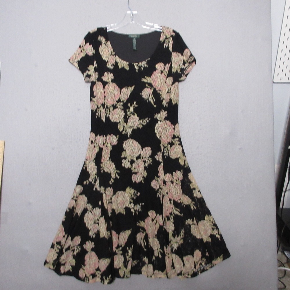 Lauren Jeans Co Ralph Lauren Dress M Floral Lace Fit Flare Cottage Core 90s Y2K